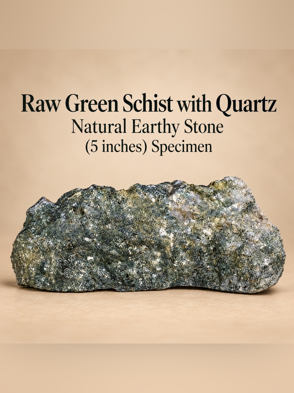 Raw Green Schist w/ Quartz | Natural Earthy Stone | 5” Specimen